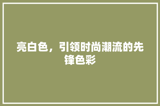 亮白色，引领时尚潮流的先锋色彩