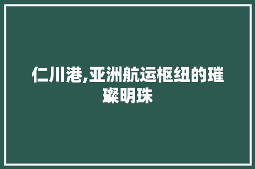 仁川港,亚洲航运枢纽的璀璨明珠