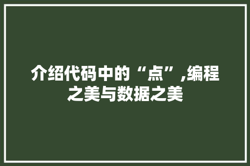 介绍代码中的“点”,编程之美与数据之美