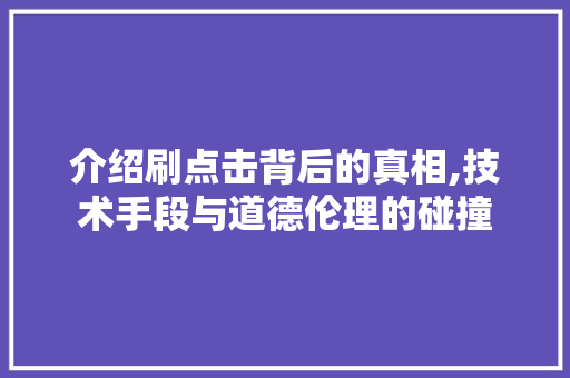 介绍刷点击背后的真相,技术手段与道德伦理的碰撞