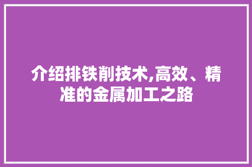 介绍排铁削技术,高效、精准的金属加工之路