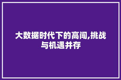 大数据时代下的高闯,挑战与机遇并存