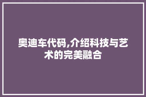 奥迪车代码,介绍科技与艺术的完美融合