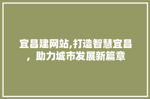 宜昌建网站,打造智慧宜昌，助力城市发展新篇章