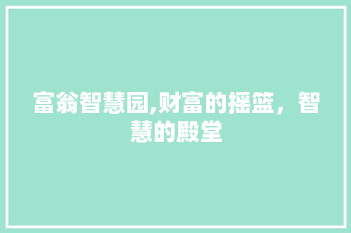 富翁智慧园,财富的摇篮，智慧的殿堂
