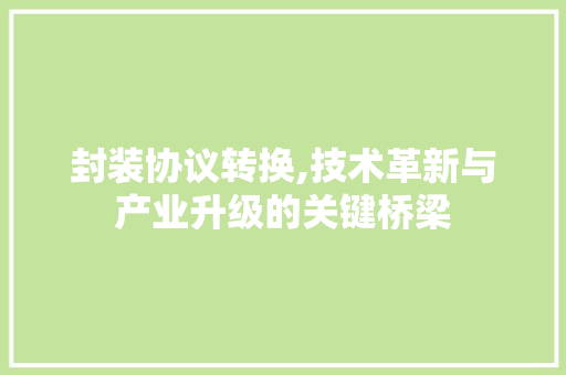 封装协议转换,技术革新与产业升级的关键桥梁