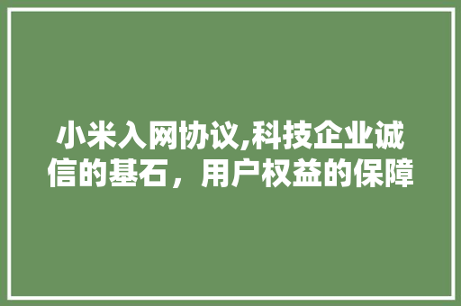 小米入网协议,科技企业诚信的基石，用户权益的保障