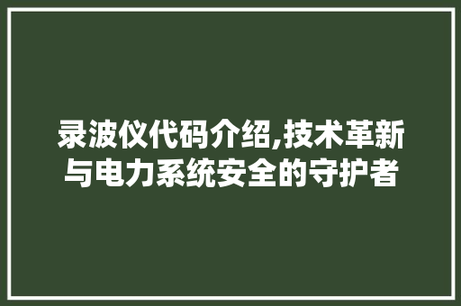 录波仪代码介绍,技术革新与电力系统安全的守护者
