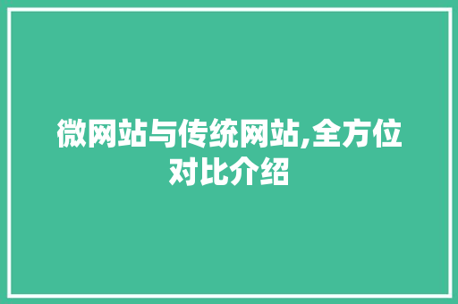 微网站与传统网站,全方位对比介绍