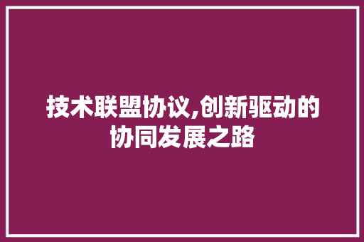 技术联盟协议,创新驱动的协同发展之路