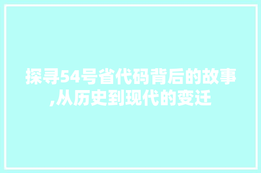 探寻54号省代码背后的故事,从历史到现代的变迁