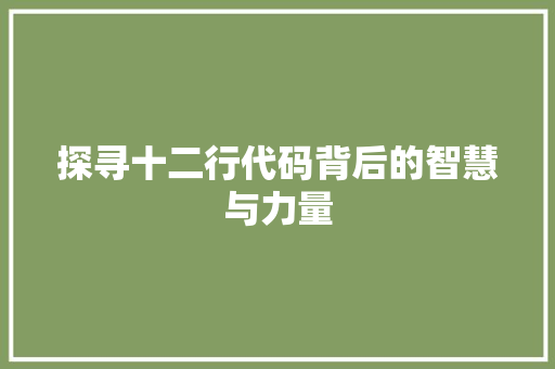 探寻十二行代码背后的智慧与力量