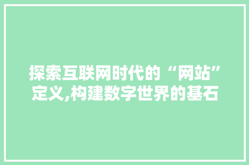 探索互联网时代的“网站”定义,构建数字世界的基石