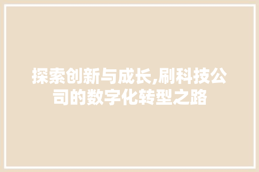 探索创新与成长,刷科技公司的数字化转型之路