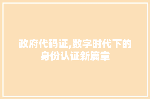 政府代码证,数字时代下的身份认证新篇章