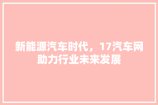 新能源汽车时代，17汽车网助力行业未来发展