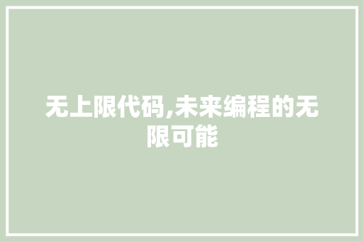 无上限代码,未来编程的无限可能