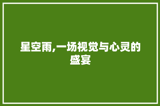 星空雨,一场视觉与心灵的盛宴 土壤施肥