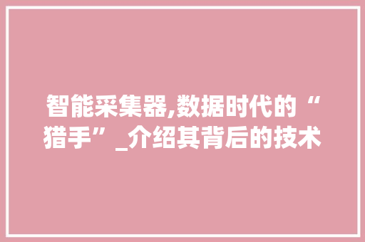 智能采集器,数据时代的“猎手”_介绍其背后的技术奥秘