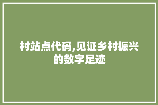 村站点代码,见证乡村振兴的数字足迹
