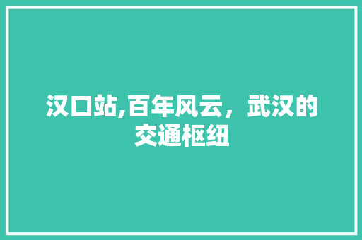 汉口站,百年风云，武汉的交通枢纽 番茄病虫害防治