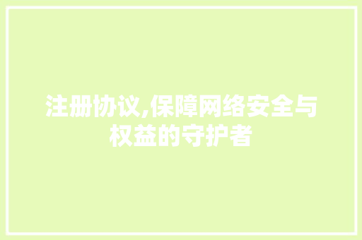 注册协议,保障网络安全与权益的守护者