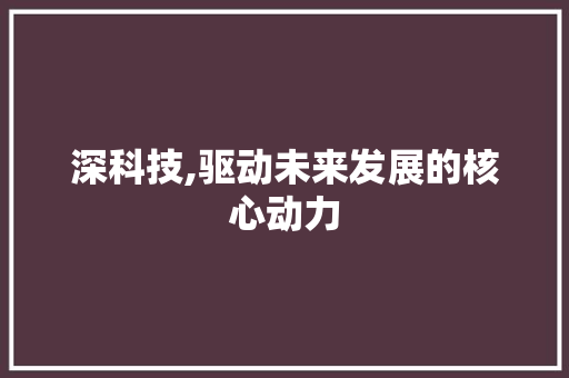 深科技,驱动未来发展的核心动力