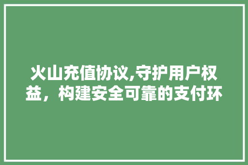 火山充值协议,守护用户权益，构建安全可靠的支付环境