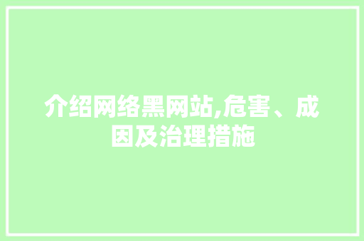 介绍网络黑网站,危害、成因及治理措施