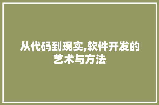 从代码到现实,软件开发的艺术与方法