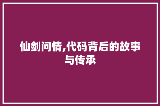 仙剑问情,代码背后的故事与传承