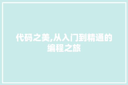 代码之美,从入门到精通的编程之旅