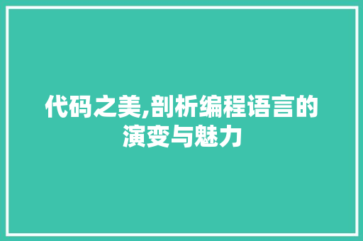 代码之美,剖析编程语言的演变与魅力