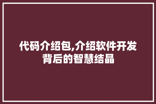 代码介绍包,介绍软件开发背后的智慧结晶
