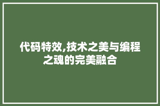 代码特效,技术之美与编程之魂的完美融合