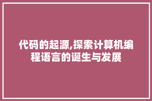 代码的起源,探索计算机编程语言的诞生与发展