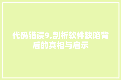 代码错误9,剖析软件缺陷背后的真相与启示