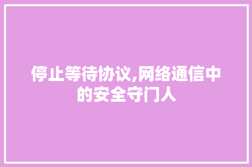 停止等待协议,网络通信中的安全守门人
