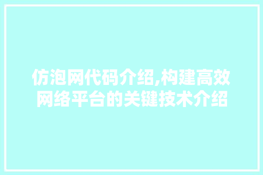仿泡网代码介绍,构建高效网络平台的关键技术介绍