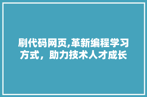 刷代码网页,革新编程学习方式，助力技术人才成长