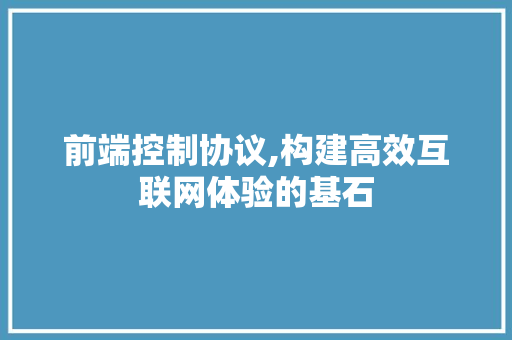 前端控制协议,构建高效互联网体验的基石