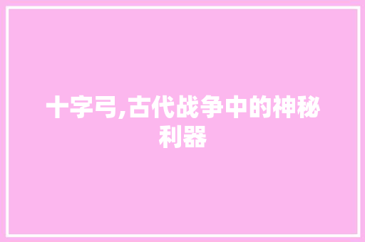 十字弓,古代战争中的神秘利器