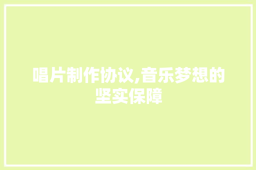 唱片制作协议,音乐梦想的坚实保障