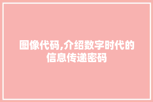 图像代码,介绍数字时代的信息传递密码