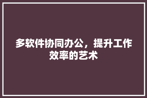 多软件协同办公，提升工作效率的艺术