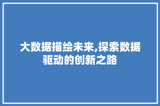 大数据描绘未来,探索数据驱动的创新之路