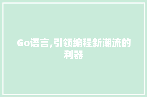 Go语言,引领编程新潮流的利器