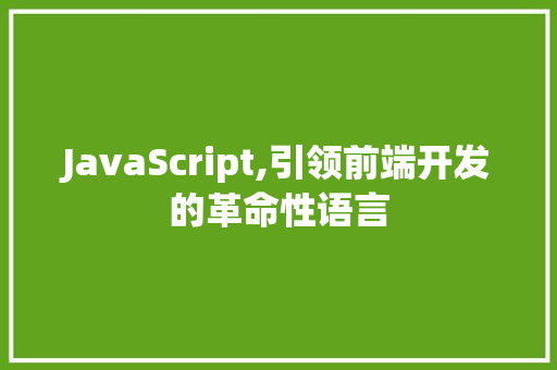 JavaScript,引领前端开发的革命性语言