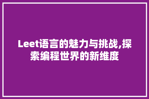 Leet语言的魅力与挑战,探索编程世界的新维度