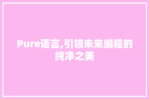 Pure语言,引领未来编程的纯净之美